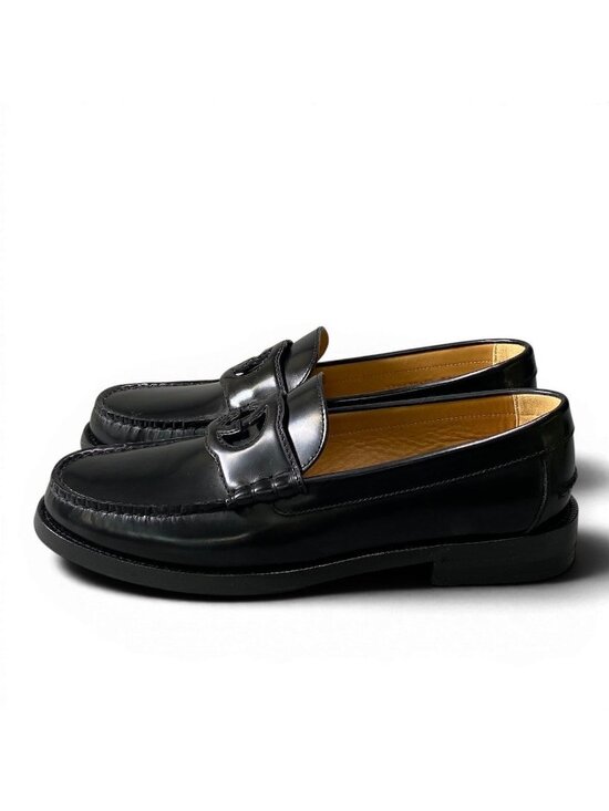 Gucci E4 Interlocking GG Logo Loafers Shoes Dress Slip Ons 8.5 Black Leather main image 6